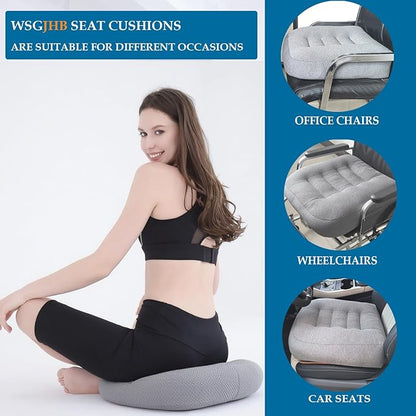 WSGJHB Office Chair Cushion Pillow Adult Car Booster Seat Cushions for Short People Effectively Increase Field of View Lower Back Fatigue Relief, for Cars, Office, Home Anti-Slip 18x18x4.7 inchs Gray