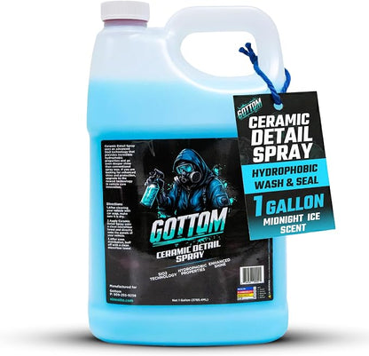 Gottom - Ceramic Detail Spray - 128 oz - SiO2 Hydrophobic Deep Shine Ultra Gloss Top Coat Detailer to Enhance, Extend & Protect - Scented with Midnight Ice