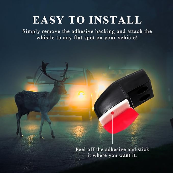 Yourkar 4 PCS Deer Whistles, Deer Warning Devices with Waterproof Adhesive Tapes, Car Save Deer Whistles Avoids Collisions Suitable for Vehicles, Trucks, SUVs, Car Accessories (Black)