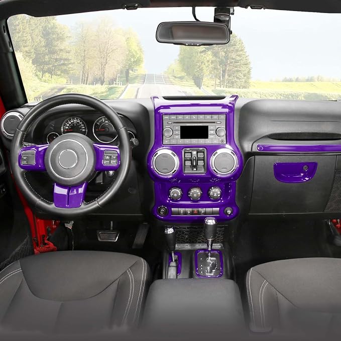 JeCar 10pcs Full Purple Interior Trim Kit Fit for Jeep Wrangler JK 2011-2017