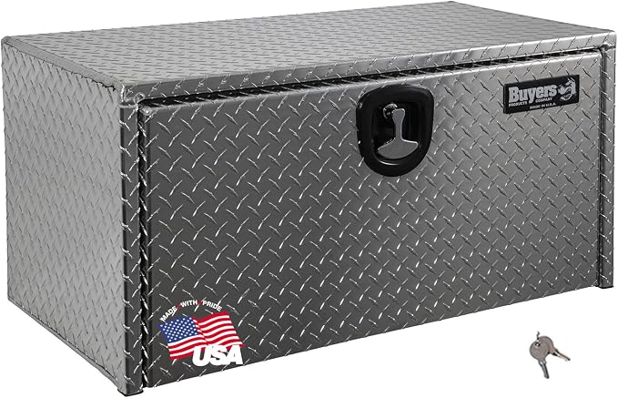 Buyers Products 1705135 Diamond Tread Aluminum Underbody Truck Tool Box, 24 x 24 x 36, Made in USA, .100 in. Thick, Corrosion Resistant, Locking Compression Latch, Secure Storage for Work Trucks