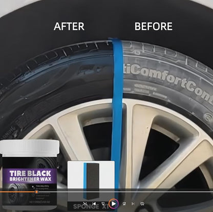 Tire Shine Wax Coating Paste, Car Tire Black Shine with Conditioners, Resists Water & Sunshine Fading, Tire Cleaner with Applicators for Cars, Trucks, Motorcycles, 3.53 Oz