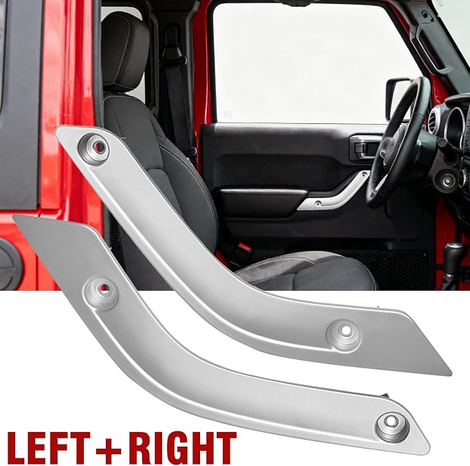 1 Pair of Interior Door Grab Handle Inserts Cover Door Handle Trim Cover, Replacement for Jeep Wrangler JK JKU 2011-2018, Replaces OEM 1RC72JAHAD 1RC72JAHAE(Silver, Left & Right)