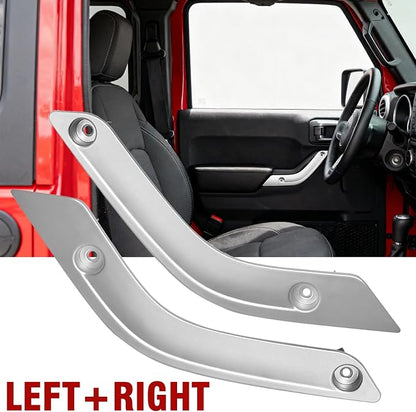 1 Pair of Interior Door Grab Handle Inserts Cover Door Handle Trim Cover, Replacement for Jeep Wrangler JK JKU 2011-2018, Replaces OEM 1RC72JAHAD 1RC72JAHAE(Silver, Left & Right)