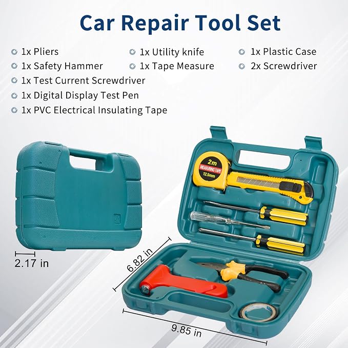 XOOL Car Roadside Emergency Kit, Car Emergency Kit with Jumper Cables, First Aid Kit, Tow Strap & Tool Set – Roadside Safety Kit for Cars, Trucks & SUVs