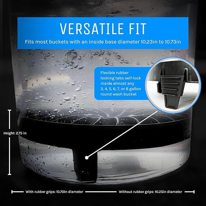 DETAIL GUARDZ Dirt Lock Car Wash Insert – Bucket Filter for 3–8 Gallon Round Pails – Traps Debris, Prevents Swirl Marks – Self-Locking Rubber Grips, Venturi Flow, Cleaning Tool (Black)