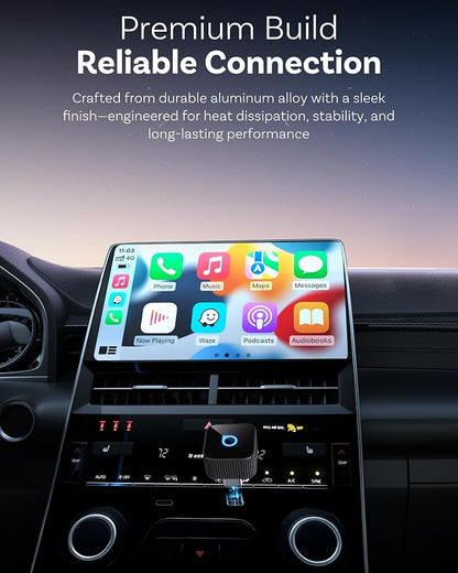Ottocast Mini Cube 3.0 USB C Wireless CarPlay Adapter, Android Auto Wireless Adapter, Plug & Play with Fast Auto-Reconnect, Mini Car Adapter