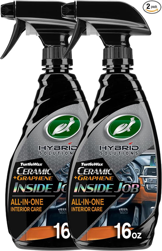 Turtle Wax Hybrid Solutions Inside Job, All Purpose Ceramic Interior Car Cleaner and Protectant, Cleans, Deodorizes and Protects Leather Car Seats, Vinyl, Rubber, and Plastic, 16 fl oz (Pack of 2)