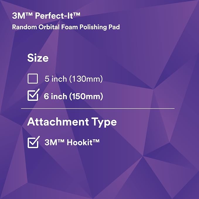 3M Perfect-It Random Orbital Foam Polishing Pad, 6"/150 mm, Purple, 34127, for Automotive Compounding and Polishing
