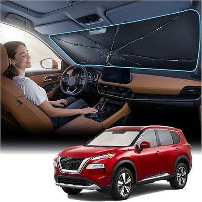 Nmoiss Windshield Sun Shade Umbrella [Vinyl Coating Heat Shield] Fit for Rogue 2008-2026 Accessories, Protect Car from Sun Rays & Heat Damage Keep Cool and Protect Interior