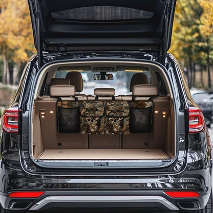 Deer Hanging Car Organizer Waterproof Collapsible Cars Storage Bag with 4 Pockets Space Saving Camo Forest Car Trunk Storage Organizer with Lid for Cars,SUV,Sedan