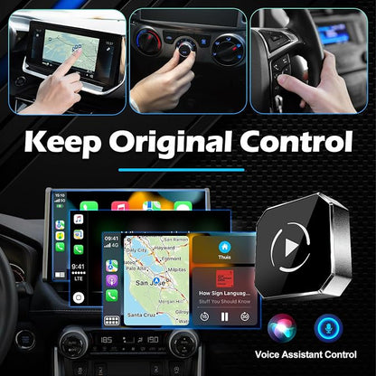 Wireless CarPlay & Android Auto Adapter, 2-in-1 USB Dongle Converts Wired to Wireless, 5GHz WiFi & Bluetooth Plug & Play, Keeps Factory Controls, USB-C Adapter, Wired Required, iOS 10+ Android 11+