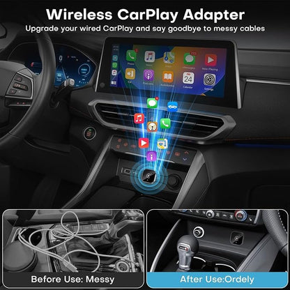 2 in 1 CarPlay Adapter for Nissan Altima 2019 2020 2021 2022 2023 2024 2025 2026, CarPlay Wireless Adapter with Auto Reconnect Fast Pairing Bluetooth Connection Compact USB Dongle