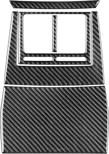 Real Quality Carbon Fiber Trim Car Rear Center Console Sticker Kit Decor Compatible with Dodge Charger 2008 2009 2010 Interior Accessories Decal 5pcs Black
