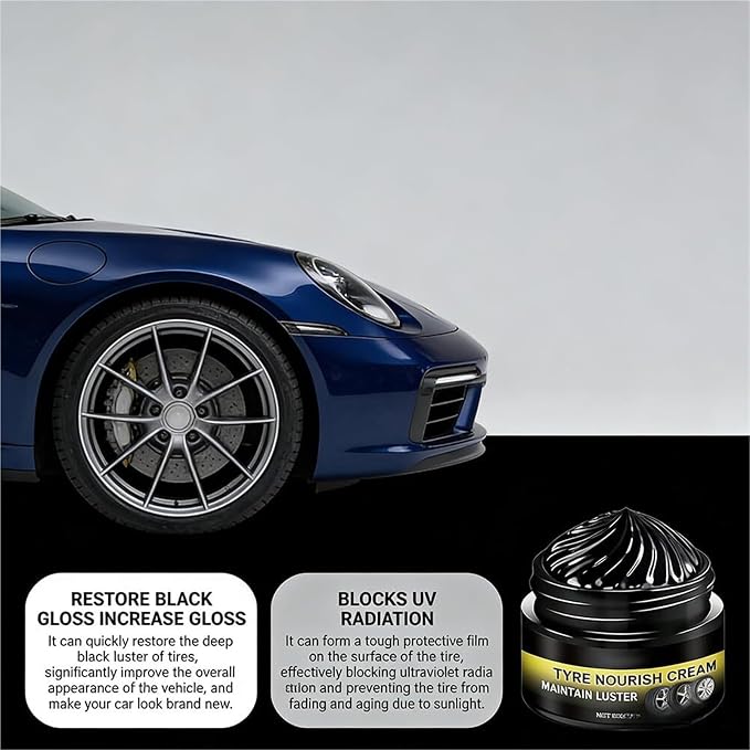 Car Tire Ceramic Coating, 2026 Powerful Wheel Cleaning Refurbish Wax with UV Blocking Dust, Tyre Nourish Cream, Tire Shine Cream for Long-Lasting Auto Care(1Pcs)