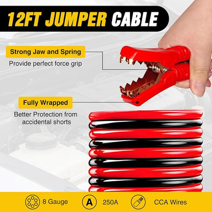 Nilight Car Emergency Kit with Jumper Cable, First Aid Kit Safety Assistance Tools for Travel Camping Outdoor Cars Truck SUV RV, Roadside Essentials with Flash Light
