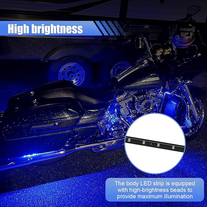 6PCS Car LED Light Strip for Underbody - 1Ft 12V Flexible Waterproof Car Underglow Strip Auto Interior & Exterior Decoration Light - High Brightness LED Strips for Motorcycle Boat (Blue)