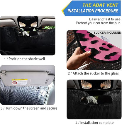 Hot Pink Black Leopard Print Windshield Sun Shade for Car Auto SUV Truck Foldable Front Window Sunshade Sun Visor Protector Block UV Rays Reflect Heat, 55" x 28"