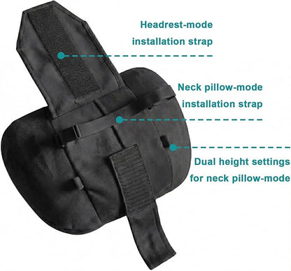 2PCS Car Pillow for Car Neck Pillow for Driving Seat Neck Support Soft Cushion Back Support Head-Rests for Vehicle Sleeping with Elastic Adjustment Strap (Black, Head)