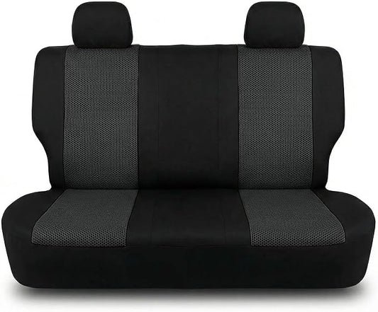 FH Group Automotive Rear Car Seat Covers for SUV, Trucks, Sedan and More - Universal Fit Front High Back & Rear Solid Bench Design Interior Accessories - 3D Mesh Fabric Center Panel - Black