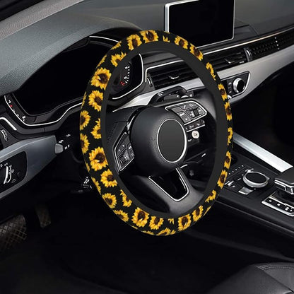 Steering Wheel Cover Sunflower Steering Wheel Cover Car Accessories Universal 15 Inch Neoprene Auto Interior Decor Anti Slip Sweat Absorption Car Protector for Women Girls Adults