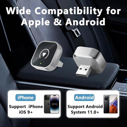 Wireless CarPlay & Android Auto Adapter,DonglePlug & Play Wireless CarPlay Adapter with USB/Type-C Port, Compatible with Most Car Models-Smart Automotive Integration for Drivers,Silver