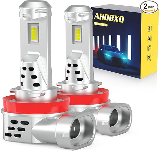 AHOBXD H11 Bulbs,Super Bright Upgraded 900% 80000LM Brightness Real 1:1 Halogen Size 100,000Hours Lifespan H11/H8/H9/H16 Quick Install No Adapter Flicker Free IP68 Waterproof Fog Lights Pack of 2