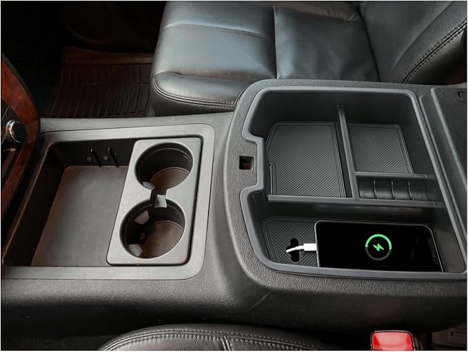 TOPINSTALL Center Console Organizer Compatible with 2007-2014 Chevy Silverado GMC Sierra Avalanche Tahoe Suburban Yukon Yukon XL Accessories, Truck Console Organizer Storage Full Size Tray