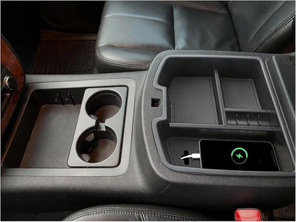TOPINSTALL Center Console Organizer Compatible with 2007-2014 Chevy Silverado GMC Sierra Avalanche Tahoe Suburban Yukon Yukon XL Accessories, Truck Console Organizer Storage Full Size Tray
