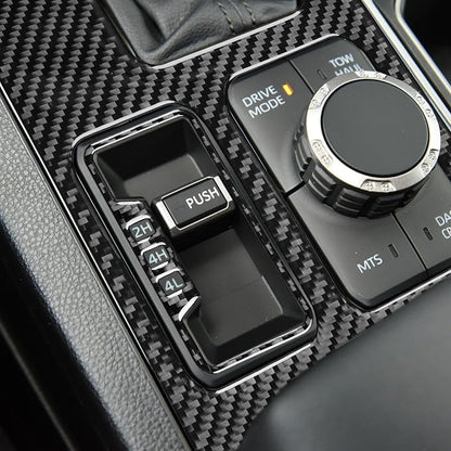 NVCNX Real Premium Carbon Fiber for Toyota Tundra 2022-2026 / Sequoia 2023-2026 2024 2025 Car Center Console Gear Shift Panel Cover Interior Trim Accessories Overlay Sticker 2PCs for Four Wheel Drive