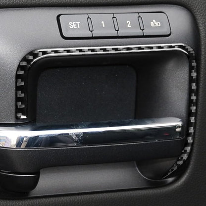 Real Premium Carbon Fiber Fit for Chevy Silverado/GMC Sierra 1500 2014-2018 for 2500/3500HD 2015-2019 Car Door Handle Frame Trim Decals Sticker Decor Auto Interior Accessories Cover Black