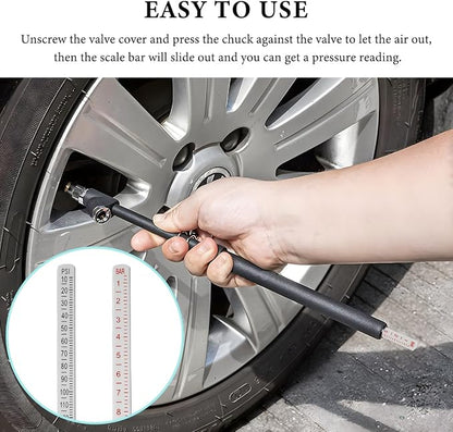 Dual Head Tire Pressure Gauge, Heavy Duty Extended Tube Pen Air Gauges Range 10-150PSI 1-10Bar, Straight-On Foot Pressure Checker for Car Semi Truck RV Van Motorcycle Tires