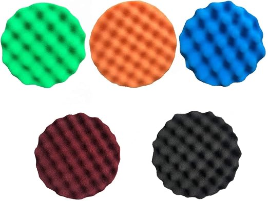 Makitoyo 7PCS 7 Inch Buffing Polishing Pads Kit,5pcs Polishing Sponge,1 pc Wool Pad,Waxing Buffing Pad Kit for Car