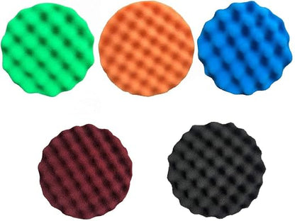 Makitoyo 7PCS 7 Inch Buffing Polishing Pads Kit,5pcs Polishing Sponge,1 pc Wool Pad,Waxing Buffing Pad Kit for Car