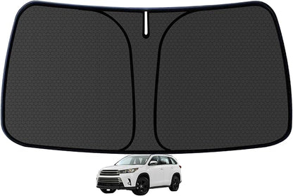 Highlander Customized Windshield Sun Shade for 2020-2025 2026 Highlander L | LE | XLE | Limited | Platinum Front Window Sunshade Visor Protector Foldable Blocks UV Rays Keep Car Cooler Accessories