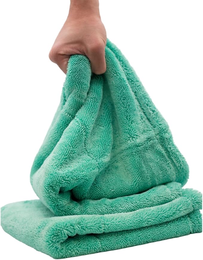 THOR Baby Goat: Microfiber Drying Towels for Cars 18x20in, 1200 GSM Korean Made – Ultra-Thick, Twist Loop Weave, Scratch-Free & Super Absorbent Car Cleaning Cloth for Trucks, SUVs – 2 Pack, Green