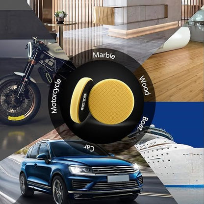 Yellow T80 High-Cut Foam Polishing Pad, SPTA 1Pc 5.5 Inch Face for 5 Inch 125mm Backing Plate Compound Buffing Sponge Pads for Car Buffer Polisher Compounding, Polishing and Waxing -FPTSS5Y