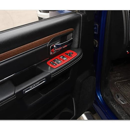Red Window Lift Switch Cover Interior Button Trim Kit for Dodge RAM 2010-2017/Dodge Charger Durango 2011-2021