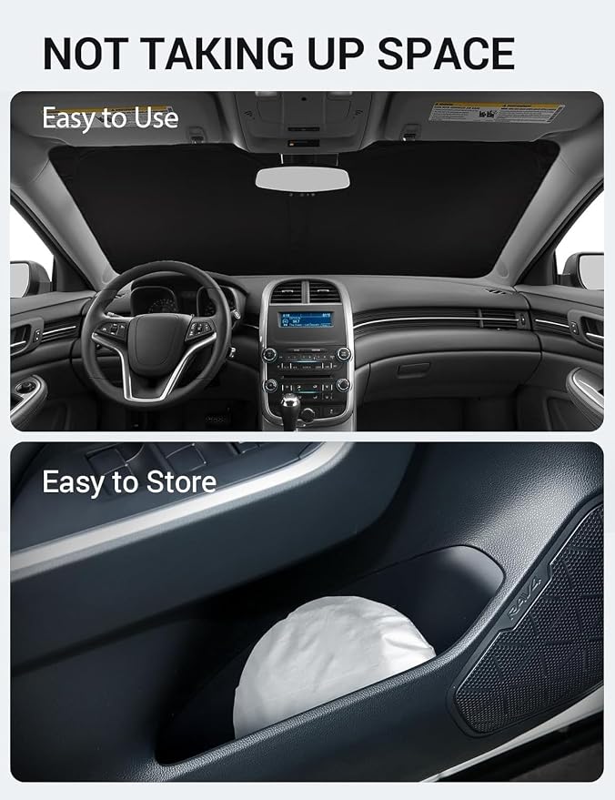 Proadsy 2026 Upgrade Windshield Sun Shade Custom Fit 2013-2015 Malibu Foldable Front Sunshade Protector Sun Visor Blocks UV Rays Keep Car Cooler