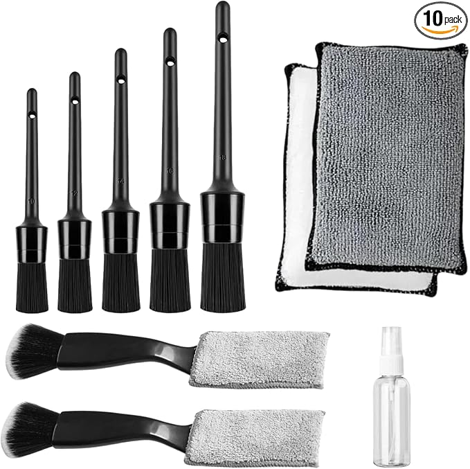 10Pcs Car Detailing Brush Set, Car Detailing Kit,Car Dashboard Cleaning Soft Brush, Suitable for Cleaning Internal Brush Panels, Vents, Leather, and Computers.