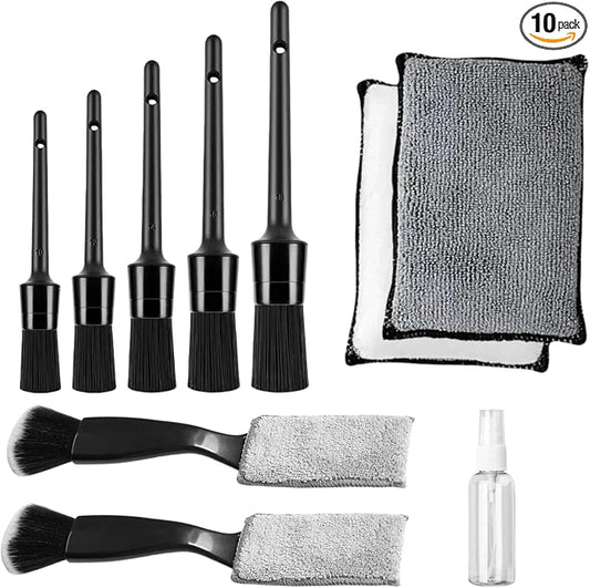 10Pcs Car Detailing Brush Set, Car Detailing Kit,Car Dashboard Cleaning Soft Brush, Suitable for Cleaning Internal Brush Panels, Vents, Leather, and Computers.
