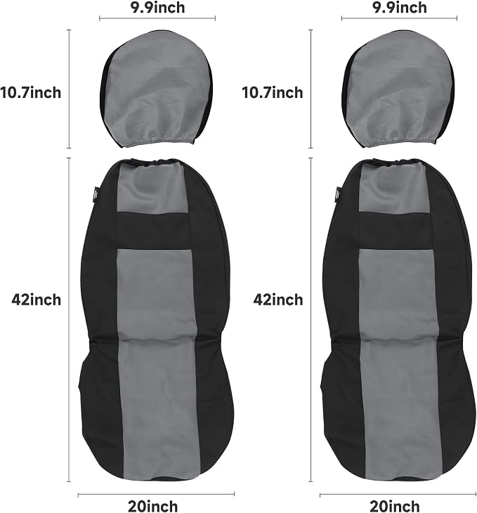 VarCozy Seat Covers for Car Front Pair, Breathable Cloth Front Car Seat Covers, Universal Cloth Seat Covers for SUV Sedan Van, Automotive Interior Covers, Airbag Compatible