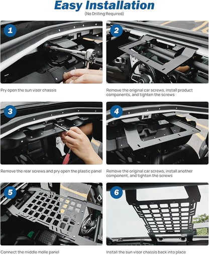 JOYTUTUS Hard Top Roof Rack Molle Panel Compatible with Wrangler JL JLU & Gladiator JT 2018-2026, Wrangler Overhead Molle Panel Storage Cargo Roof Rack, No Drilling(Not for Soft-Top)