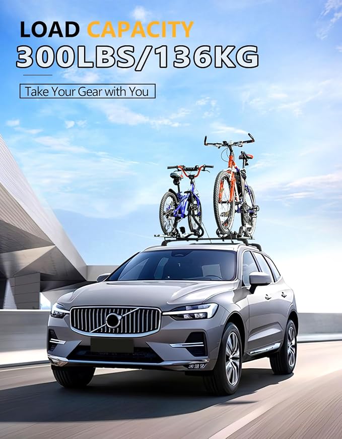 Tuyoung 300lbs Roof Rack Cross Bars Compatible with Volvo XC60 XC-60 2018-2026, Lockable Heavy Duty Anti-Theft Aluminum Roof Rails Crossbars Rooftop Accessories Luggage Racks Carrier Black