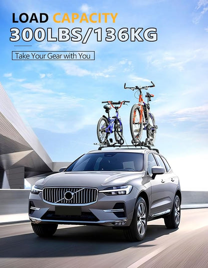 Tuyoung 300lbs Roof Rack Cross Bars Compatible with Volvo XC60 XC-60 2018-2026, Lockable Heavy Duty Anti-Theft Aluminum Roof Rails Crossbars Rooftop Accessories Luggage Racks Carrier Black