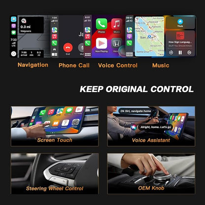 KALOS Wireless CarPlay Adapter (2025 Upgrade), 2-in-1 CarPlay & Android Auto, Converts Wired to Wireless, Plug-and-Play,Compatible with iPhone & Android Devices, Compact Size with USB/USB-C