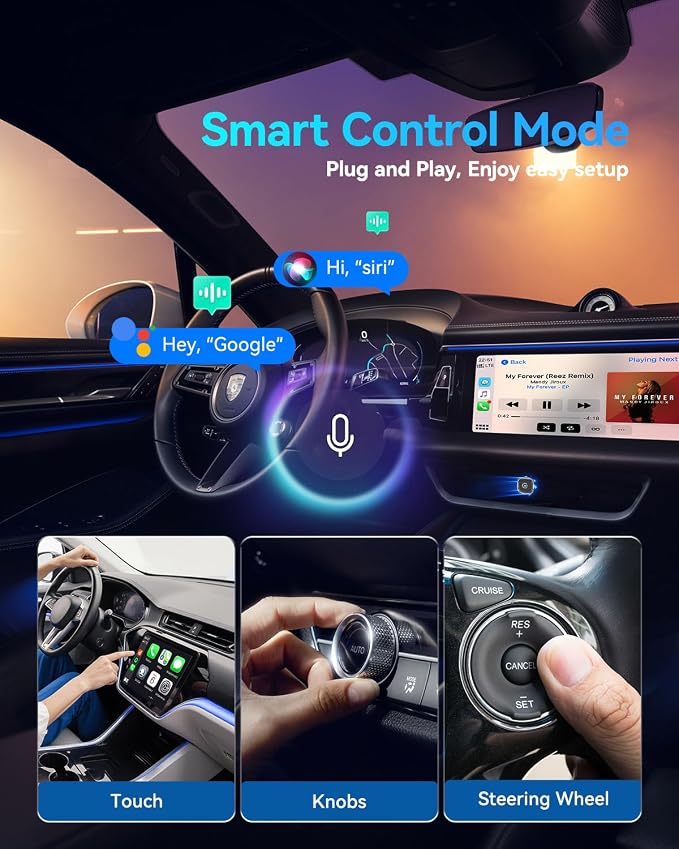 2026 Ultra Mini Wireless Carplay Adapter for iPhone & Android Auto, USB for Apple Car Play Dongle Plug & Play for iOS 10+ & Android 10+, Auto-Reconnect, Stable & No Lag (Sliver)