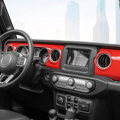 RT-TCZ Center Console Trim Cover Dashboard Control Panel Cover Decorative Interior Accessories for Jeep Wrangler JL JLU & Gladiator JT 2018-2023,Red
