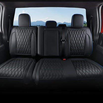 Coverado Leather Rear Seat Covers Fit for Ford F150 F250 F350 F450, Waterproof Ford Truck Rear Seat Covers Fit for 2015-2026 F150 & 2017-2026 F250 F350 F450 (Blueline)