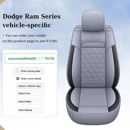Coverado Gray Front Seat Covers for Dodge Ram, Waterproof Car Seat Covers for Truck Compatible with 2002-2026 Ram 1500 2500 3500 Crew Double Mega Quad Cab